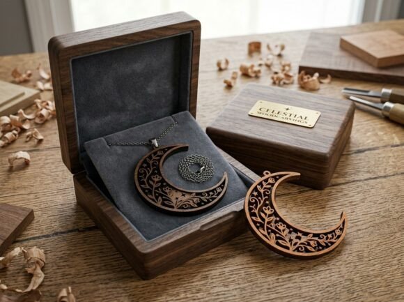Floral Crescent Moon Pendant Laser Cut Review