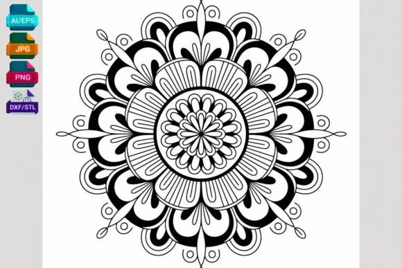 Mandala SVG Cut File Black White Floral Review