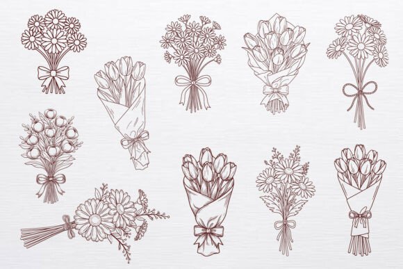 Wedding Flower Bouquet Line Art SVG Set Review